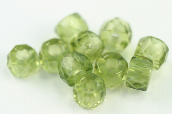 1 STRAND (25pc) 6x4mm FACETED OLIVINE CZECH GLASS CROW BEADS CZ110-1ST